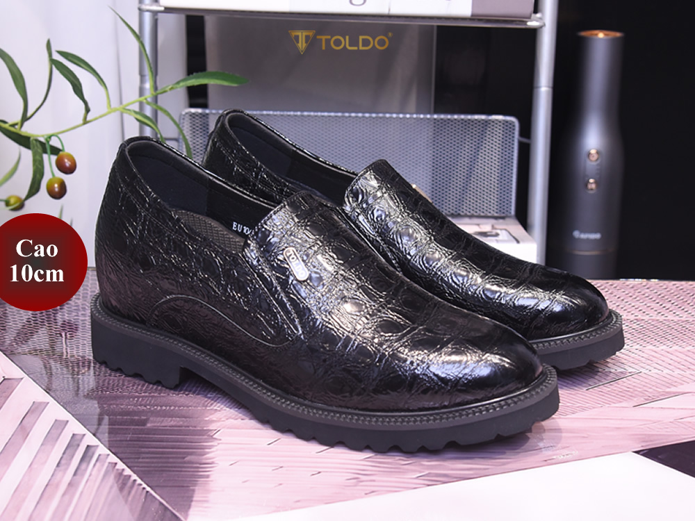 Giày cao 10 da bóng vân cá sấu 1